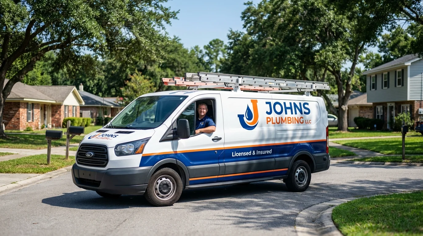 Johns Plumbing LLC service van in Gervais, OR