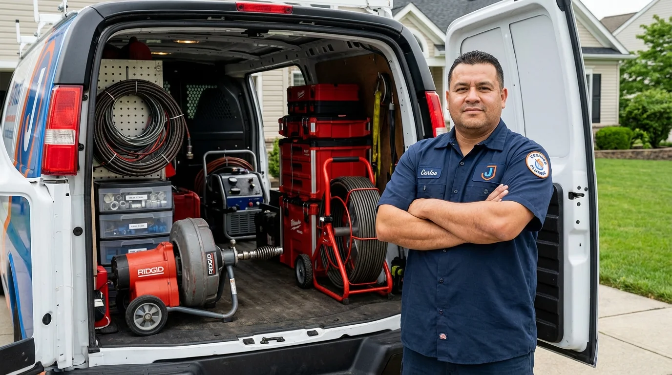 Professional drain cleaning equipment and Johns Plumbing LLC plumber in Gervais