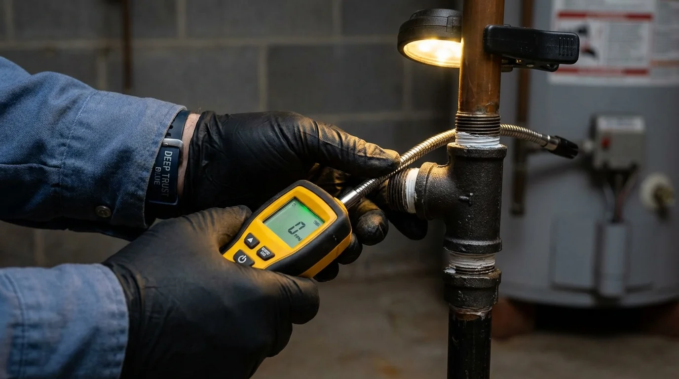 Gas leak detection with electronic sniffer by Johns Plumbing LLC in Gervais