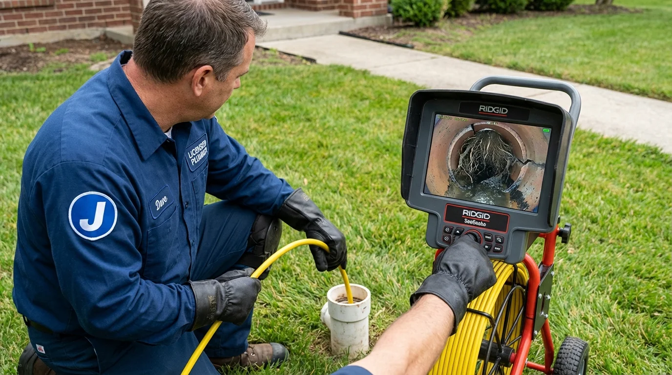 Sewer camera inspection being performed by Johns Plumbing LLC in Gervais
